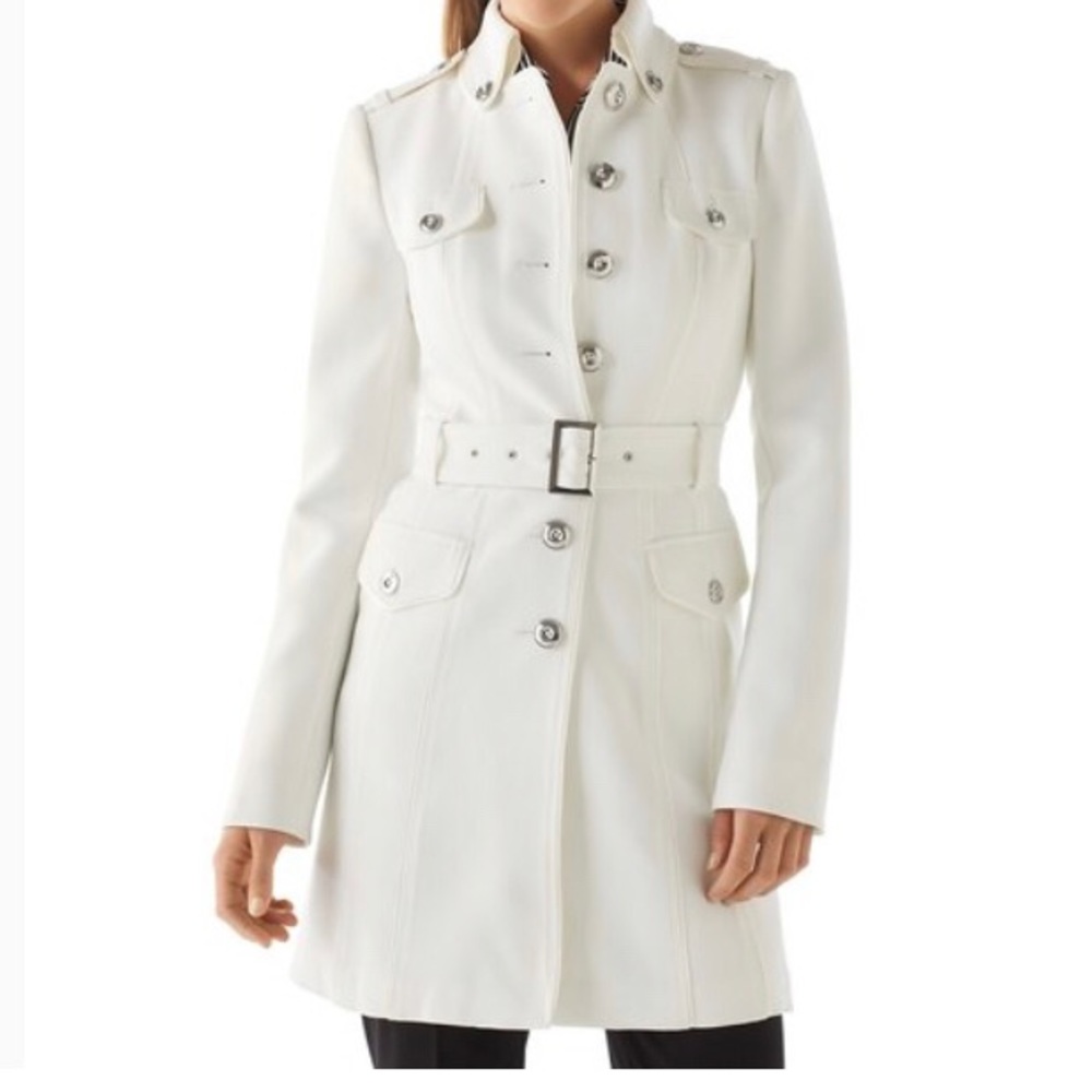 White Women's Belted Trench Coat